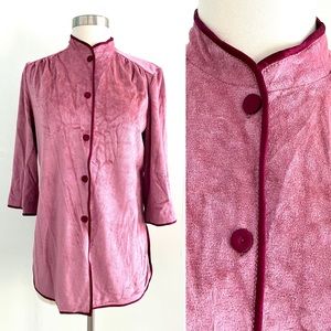 Vintage 70’s velour mauve purple De Weese Swim & Sun tunic top shirt topper